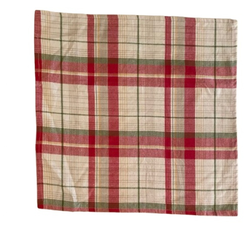 Design Imports Set of 4 Napkins Red & Green Plaid 100% Cotton Rustic Faarmhouse